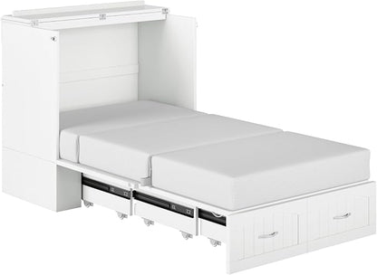 AFI, Southampton Murphy Bed Chest Twin XL with 6" Mattress, Storage Drawer & Built-in USB Charger, White