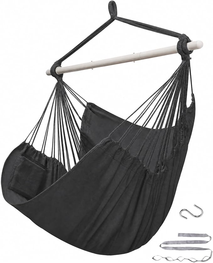 ADVOKAIR Hammock Chair Swing, Heavy-Duty Hanging Rope Swing Seat Supports 500 Lbs, Ideal for Outdoor Patio, Backyard, Porch, Deck & Indoor Bedroom Use