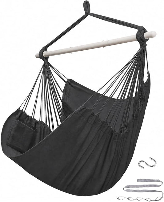 ADVOKAIR Hammock Chair Swing, Heavy-Duty Hanging Rope Swing Seat Supports 500 Lbs, Ideal for Outdoor Patio, Backyard, Porch, Deck & Indoor Bedroom Use