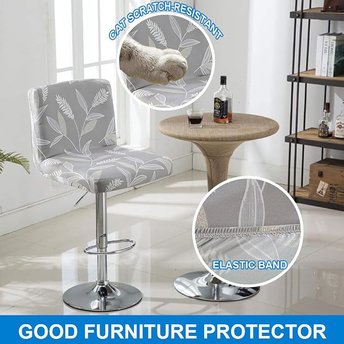 Levoberg Bar Stools Cover Set of 4 Printed Armless Swivel Barstools Slipcovers with Backs Stretch Square Counter Height Bar Stools Covers Mid Low Back Chair Cover for Kitchen Dining Room Bar #14