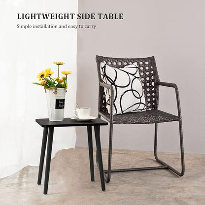 FORAOFUR Black End Tables Set of 2, Modern Boho End Table for Living Room Bedroom, Small Side Table for Small Spaces with Stable Structure, Easy Assembly | 2 Pack Minimalist black finish, wood legs, fits sofa/bedroom/living, compact, lightweight, easy ...