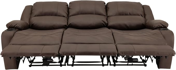RecPro RV Recliner Charles 80" Powered Triple Wall Hugger | Drop Down Console | RV Furniture with Upgraded 2023 Fabric (Chestnut)