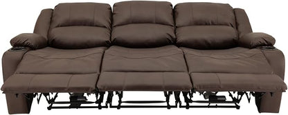 RecPro RV Recliner Charles 80" Powered Triple Wall Hugger | Drop Down Console | RV Furniture with Upgraded 2023 Fabric (Chestnut)