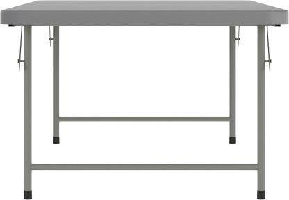 Flash Furniture Paige 4.93' Classroom Activity Table for School and Home, Heavy-Duty Rectangular Plastic Activity Table for Kids, Granite Gray