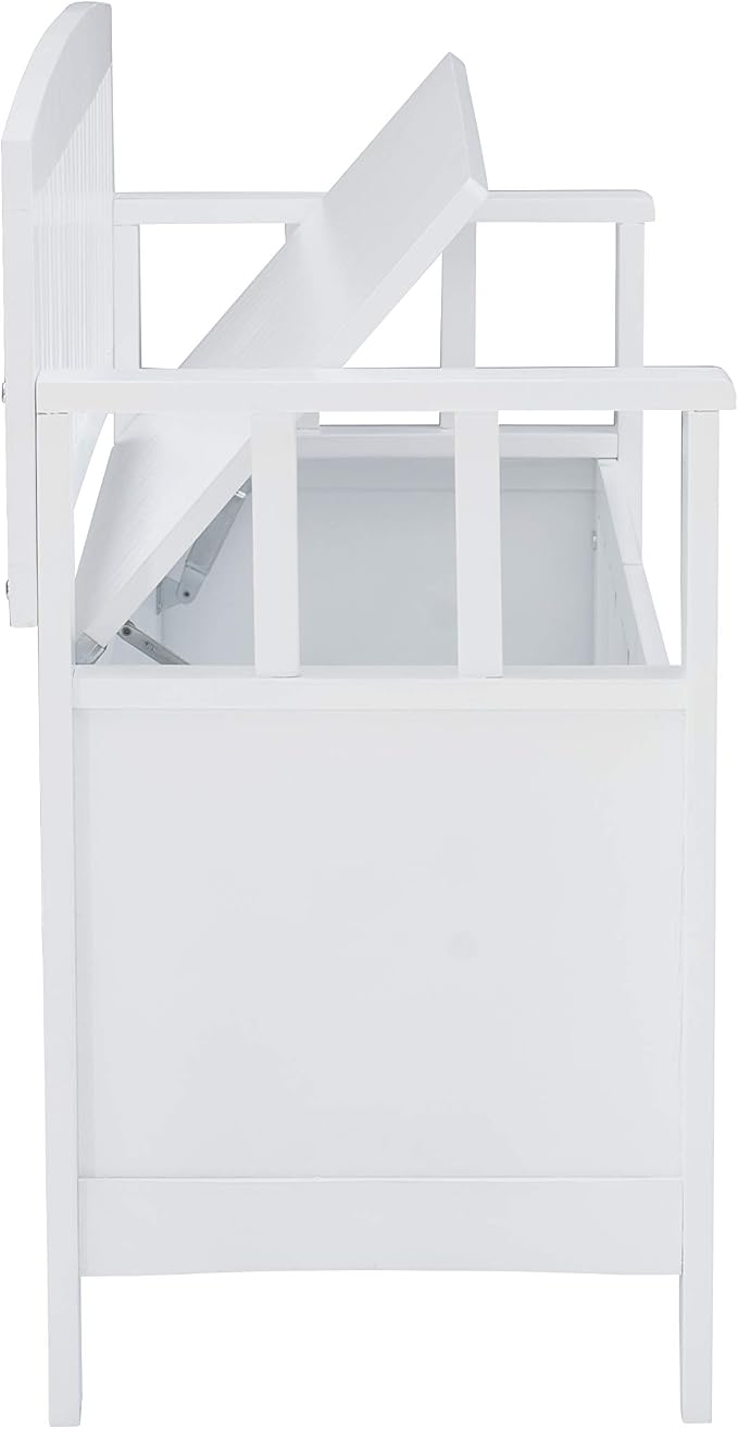 Cynthia White Storage Bench with Flip-Top Lid and Hidden Storage Space by Linon