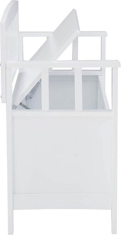 Cynthia White Storage Bench with Flip-Top Lid and Hidden Storage Space by Linon