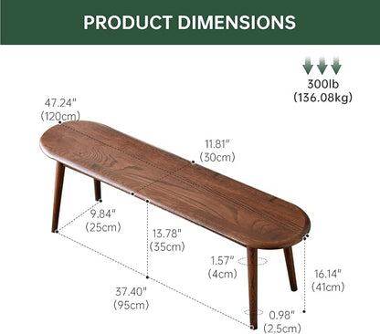 47’’-63’’ 100% Oak Extendable Dining Table and Bench Set, Solid Wood Folding Kitchen Table, Mid Century Modern Dinner Table for Kitchen, Apartment, Living Room (47''-63''+ 1 Bench)