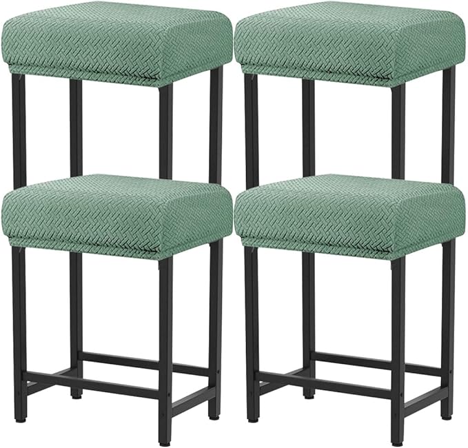 Levoberg Bar Stool Cover Rectangle Stretch Counter Height Barstool Slipcovers Rectangular Vanity Stool Cover Kitchen Counter Saddle Seat Cover for Wooden Metal Bench Set of 4 Cyan