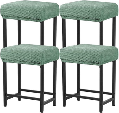 Levoberg Bar Stool Cover Rectangle Stretch Counter Height Barstool Slipcovers Rectangular Vanity Stool Cover Kitchen Counter Saddle Seat Cover for Wooden Metal Bench Set of 4 Cyan