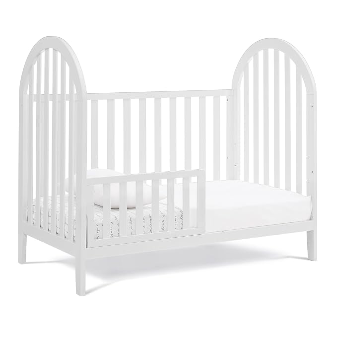 Delta Children Milano 4-in-1 Convertible Crib - Greenguard Gold Certified, Bianca White