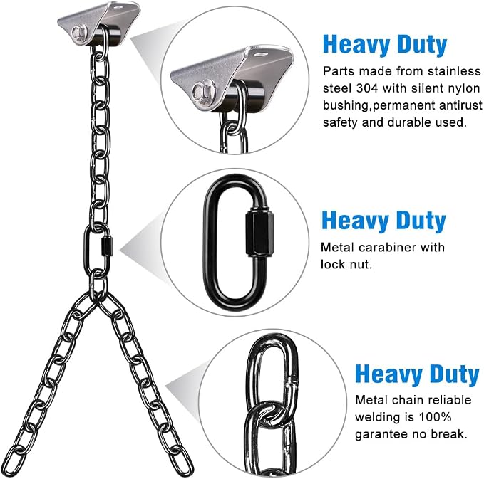 BeneLabel 2Pcs 105" (8.75 ft) Porch Swing Chain with Silent Swing Hanger 1000 LB Capacity Adjustable Bench Swing Chain, Hanging Chair Chain for Hammocks Chairs, Swing Chair