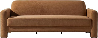 HULALA HOME 84" Modern Curved Sofa, 3 Seater Sofa for Living Room, Caramel