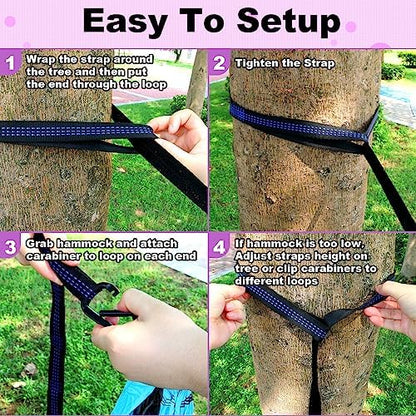 SZHLUX Camping Hammock Double & Single Portable Hammocks with 2 Tree Straps and Attached Carry Bag,Great for Outdoor,Indoor,Beach,Camping,Purple & Pink, Medium
