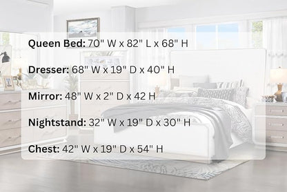 First of a Kind Dior Two Tone Luxury 5 Piece Queen Bedroom Set with Upholstered Tufted Headboard Modern Glam Design Coordinated Furniture Collection