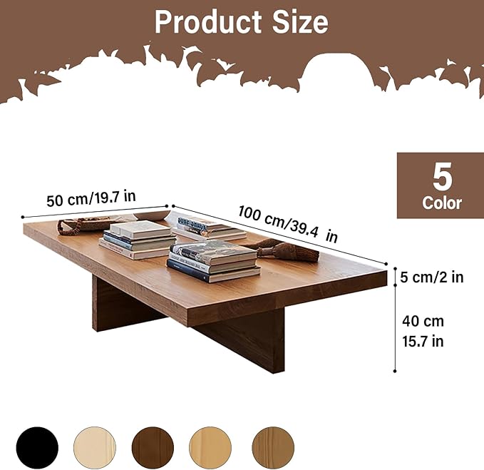Solid Wood Coffee Table,Rustic Square Centre Table,Farmhouse Living Room Table,2”Thick Tabletop for Living Room,Office