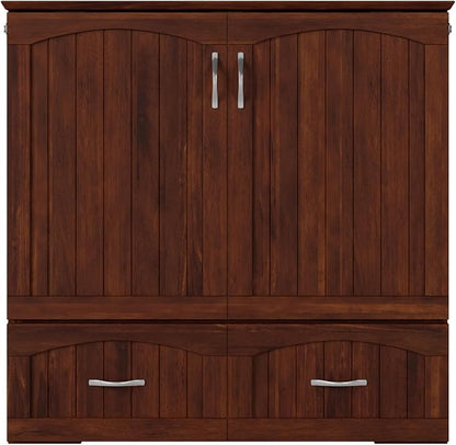 AFI, Southampton Murphy Bed Chest Twin XL with 6" Mattress, Storage Drawer & Built-in USB Charger, Walnut