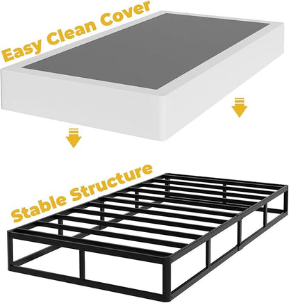 YORMDMO 9 Inch Box Spring, Twin Size Box Springs with Fabric Cover, Heavy Duty Metal Height Pprofile Mattress Foundations Easy Assembly 3000 lbs Capacity