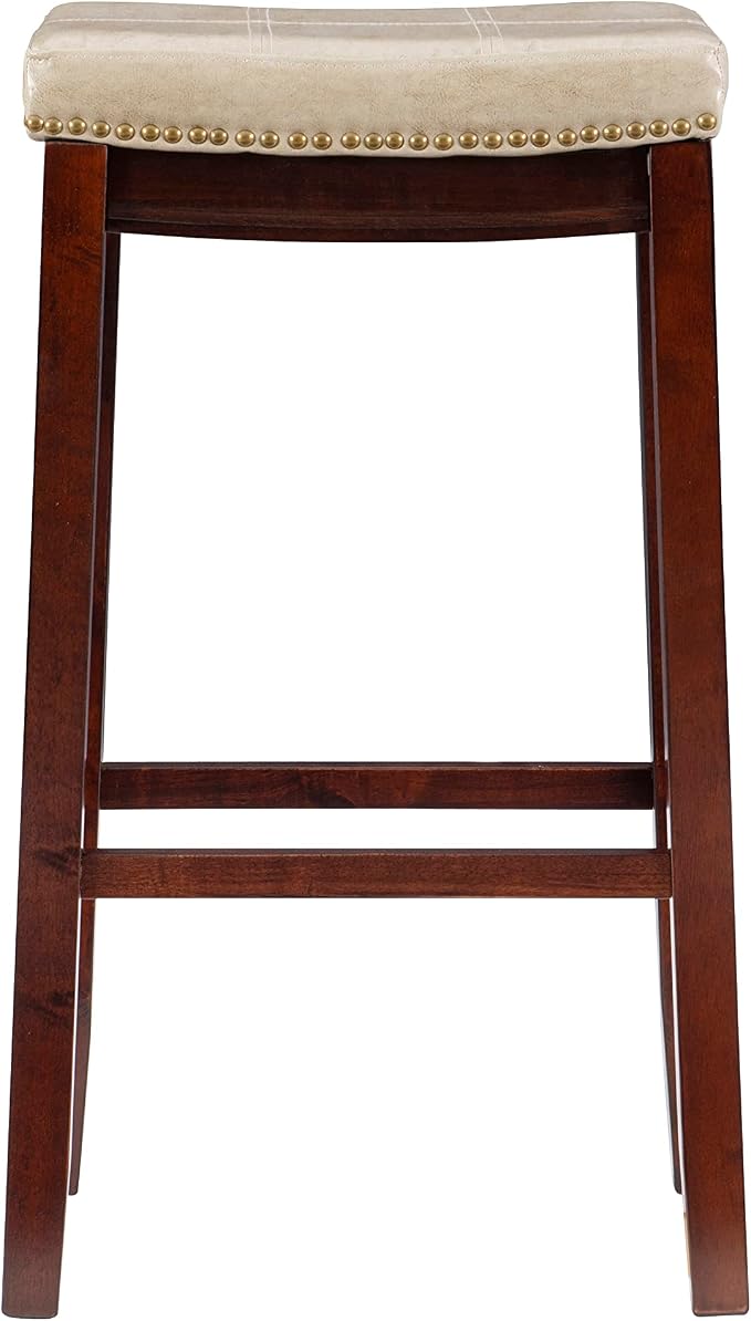 Linon Carson Cream Backless Bar Stool, Off-White