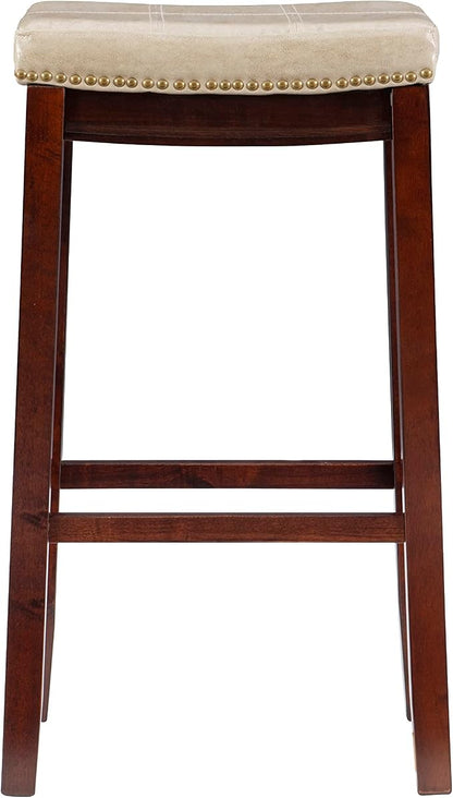 Linon Carson Cream Backless Bar Stool, Off-White