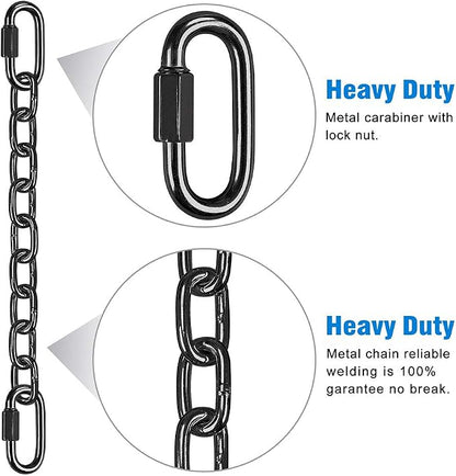 BeneLabel 2Pcs 28 inch Black Heavy Duty Hanging Chains with 4 Carabiners 1000 LB Capacity Hanging Hammock Chair Hardware Extension Chain for Swing, Hanging Chair, Punching Bags, Indoor and Outdoor