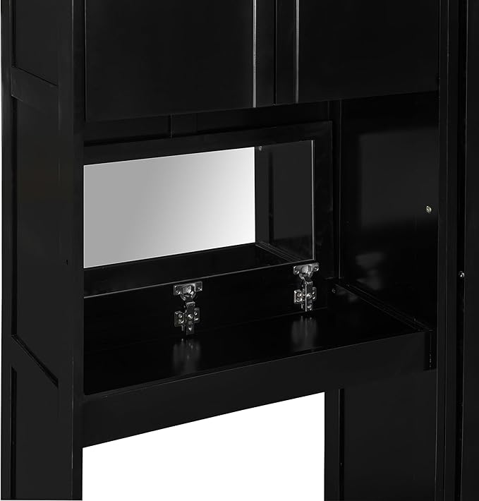 Ball & Cast Murphy Bed Queen Bed Frame with Headboard,Hideaway Bedframe w/Vanity and Cabinets,Wood Wall Cabinet,Slat Support,can be Folded,No Box Spring Needed,for Small Room,Espresso