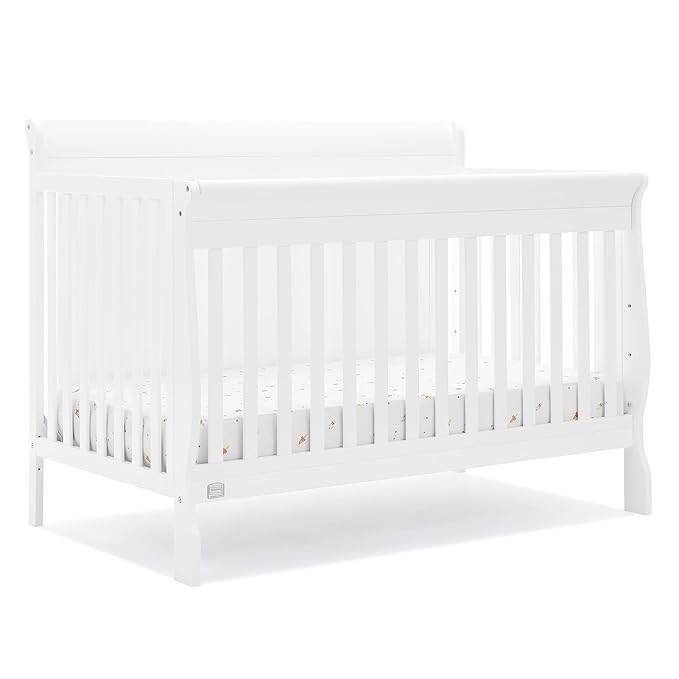 Simmons Kids Carter 6-in-1 Convertible Crib - Greenguard Gold Certified, Bianca White