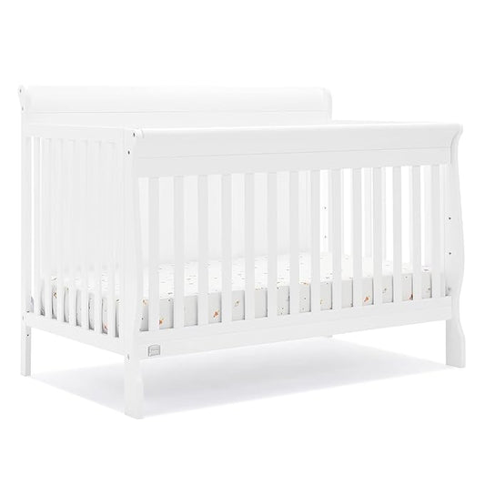 Simmons Kids Carter 6-in-1 Convertible Crib - Greenguard Gold Certified, Bianca White