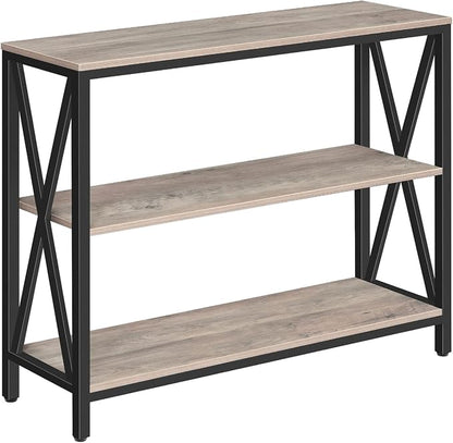 MAHANCRIS 31.5" Sofa Table, Industrial Console Table, 3-Tier Narrow Sofa Table with Storage Shelves, Foyer Table for Entryway, Hallway, Living Room and Bedroom, Easy Assembly, Greige CTHG8001Z1
