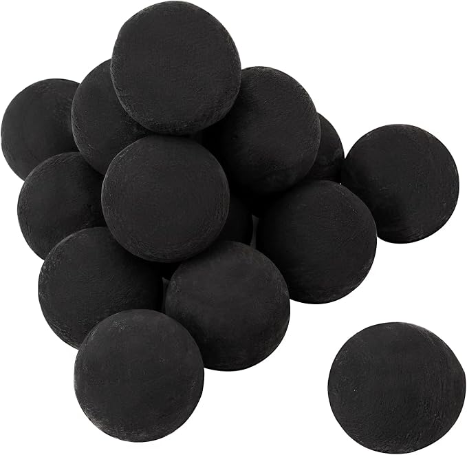 Skyflame Ceramic Fire Pit Balls, Set of 15 Round Fire Stones Set for Indoor and Outdoor Fire Pits or Fireplaces Accessory, 3 Inch, Black