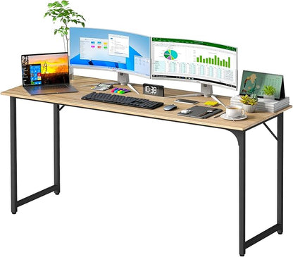 PayLessHere | 63 Inch Computer Desk | Nature | Office Desk with Metal Frame, Adjustable Feet | Water-Resistant, Scratchproof Surface | Sturdy Writing Table for Home Office or Study | Pack of 1