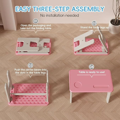 UNICOO Kids Folding Table, Toddler Activity Table for Study, Snack, Art Craft and Play, Portable Plastic Children's Table for Small Spaces, Home and Playroom