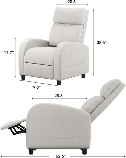 Homall Recliner Chair, Recliner Sofa for Adults, Recliners Home Theater Seating with Lumbar Support, Reclining Sofa Chair for Living Room (Fabric, Beige)