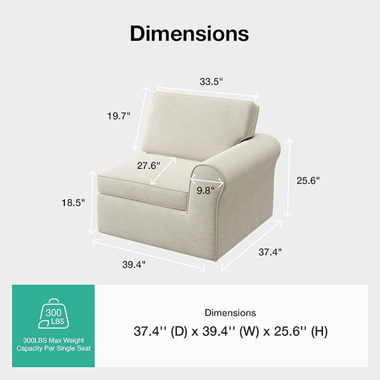Novilla 108" Modular Sectional Sofa, Modular Sectional Couches for Living Room Bedroom, Chenille Removable Cover Cloud Couch with Smarts Coil® Support L-Shaped Couch(Beige, Right-Arm Chair)