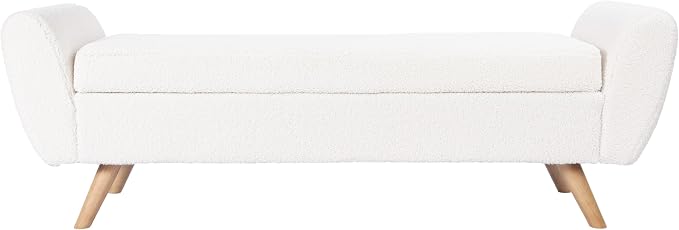 HomePop 60" Modern Storage Bench with Wood Legs - Sherpa Cream