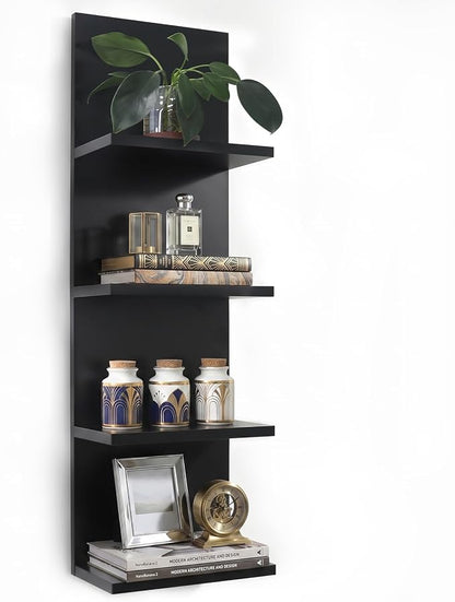 Homaterial Wall Shelves 4 Tier, Simple Vertical Corner Shelf for Room, Kitchen Wall Decor, Makeup Perfume Organizer,Decorative Shelving Unit, Black