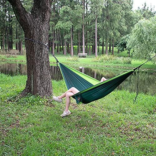 Camping Hammock, Super Lightweight Portable Parachute Hammock with Two Tree Straps Single or Double Nylon Travel Tree Hammocks for Camping Backpacking Hiking