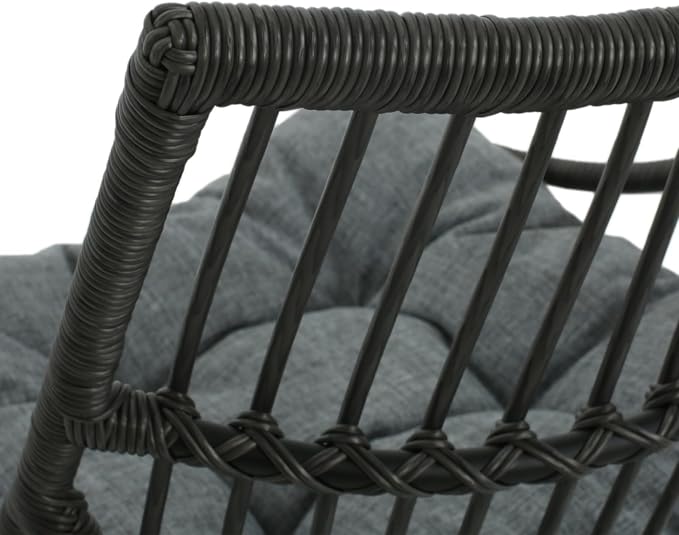 Hassyee PE Rattan Outdoor Chair and Table Set with Soft Seat Cushion for Poolside, Balcony, Lawn, Patio Furniture Set with High Wicker Chair Back for Garden, Backyard