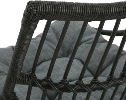 Hassyee PE Rattan Outdoor Chair and Table Set with Soft Seat Cushion for Poolside, Balcony, Lawn, Patio Furniture Set with High Wicker Chair Back for Garden, Backyard