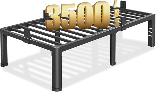 Yitong Angel 18 inch Twin Bed Frame with Rounded Corner Legs and Headboard Hole Mattress Slide Stopper 3500 LBS Heavy Duty Support Metal Platform,No Box Spring Needed, Noise Free, Easy Assembly