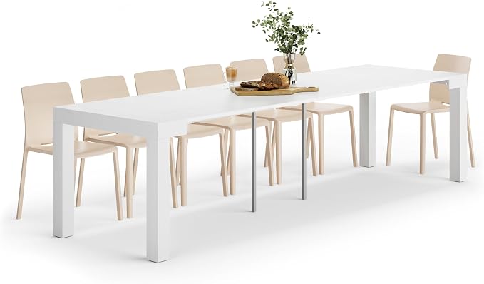 Mobili Fiver, First, Extendable Console Table 17.7(120) x35.4 in, Ashwood White, Made in Italy