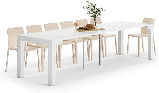 Mobili Fiver, First, Extendable Console Table 17.7(120) x35.4 in, Ashwood White, Made in Italy