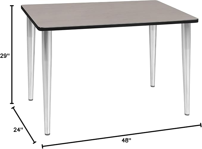 Romig Arco 48 x 24 in. Training Seminar Table- Maple Top, Chrome Tapered Legs