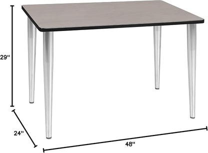 Romig Arco 48 x 24 in. Training Seminar Table- Maple Top, Chrome Tapered Legs