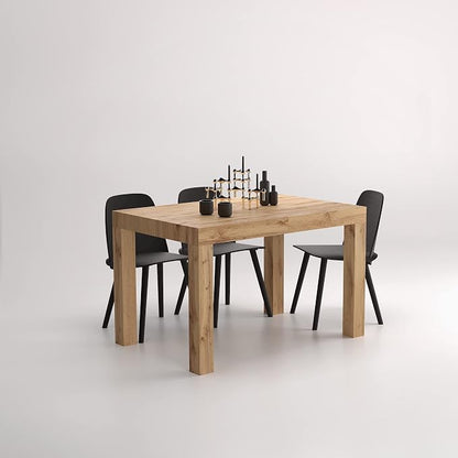 Mobili Fiver First Extendable Dining Table, 47.2 to 78.7 Inches, Seats 6 to 8, Rustic Oak