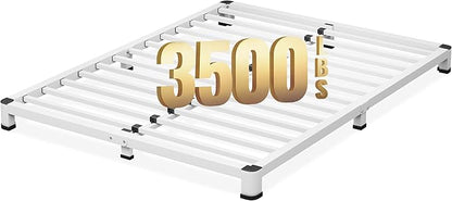 NKZ Queen Platform Bed Frame 4 Inch, Heavy Duty Metal Low Profile Bed Frame with Round Corner Legs, 3500lbs Weight Capacity Reinforced Frame, No Box Spring Needed，Noise-Free, Easy Assembly