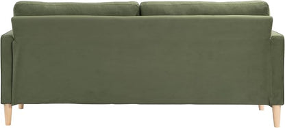 Studio Living® Lexington 75.6" Sofa, Mid-Century Modern, Pocket Coil Comfort, Easy Assembly, Velvet Fabric, Olive Green