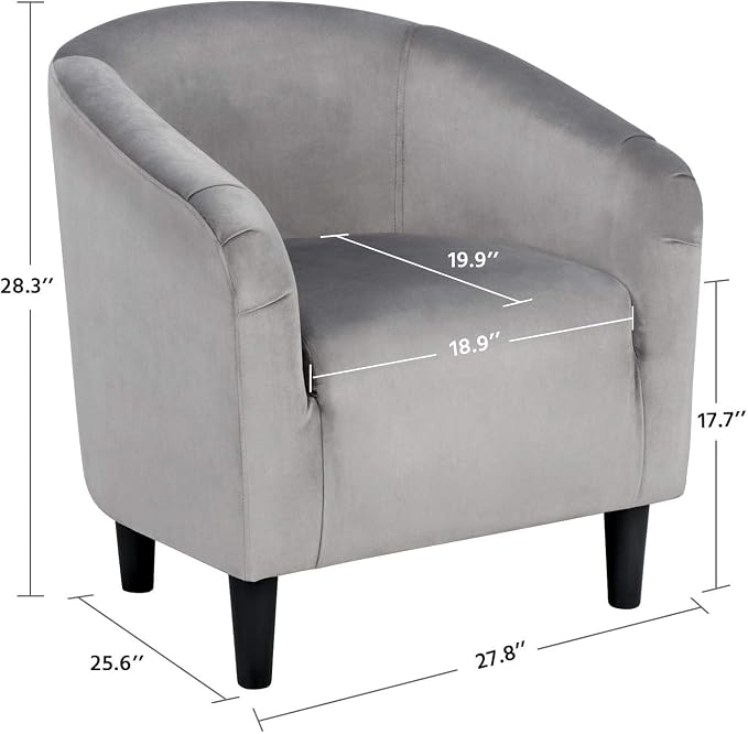 Topeakmart Velvet Accent Chair, Modern Club Chair Upholstered Armchair with Solid Legs Comfy Sofa Chair for Living Room/Bedroom/Waiting Room, Grey