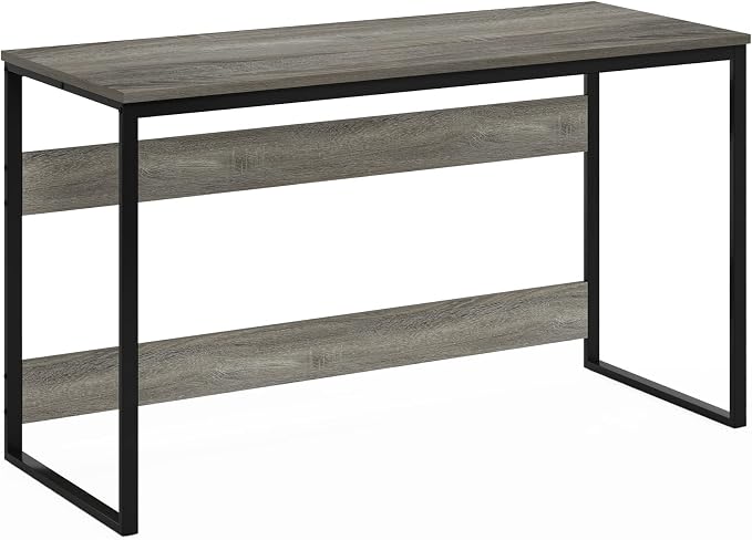Furinno Moretti Computer Desk, Gaming Desk with Metal Frame, Office Desk, 52" Width, for Home Office, Gaming, Study, Grey Oak