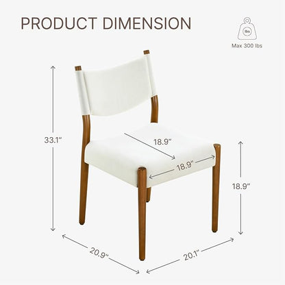KISLOT Upholstered Dining Chairs Set of 2, Solid Wood Armless Kitchen Chairs with Soft Polyester Fabric, Modern Dining Room Seating, Linen
