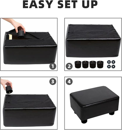 CAROLMADE Small Foot Stool Ottoman Footstool with Legs Under Desk Footrest for Living Room Bedroom and Office, Black